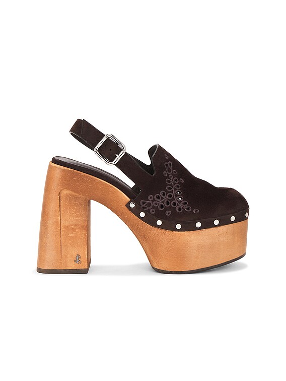 ③ひまり 様 DROPPDRÄLL + choucho Jimmy Choo Alida 135 Clog in Chocolate | FWRD