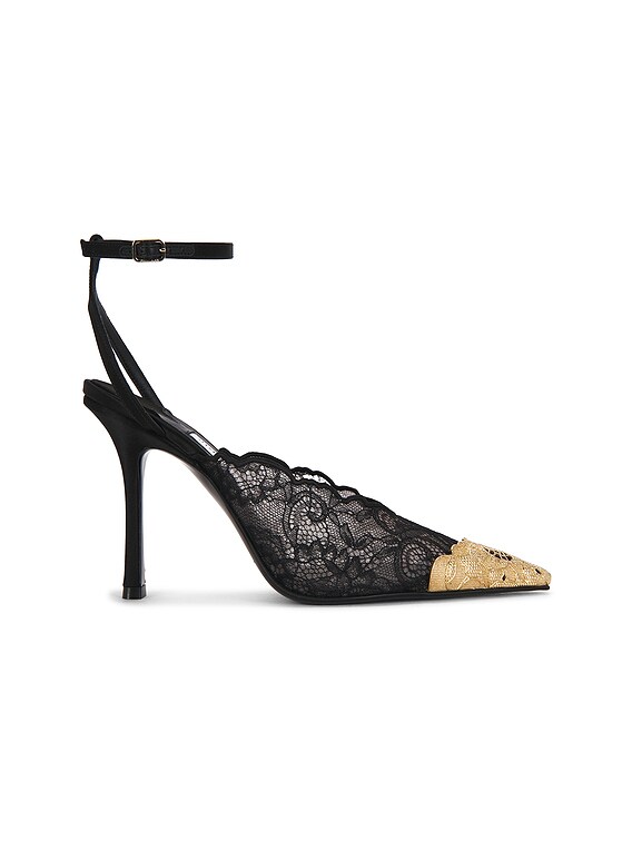 Jimmy Choo Faiz 100 Pump in Black & Vintage Gold | FWRD