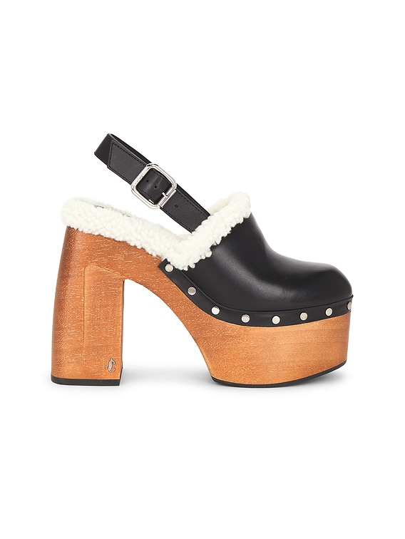 Jimmy Choo Alida 135 Clog in Black & Natural | FWRD