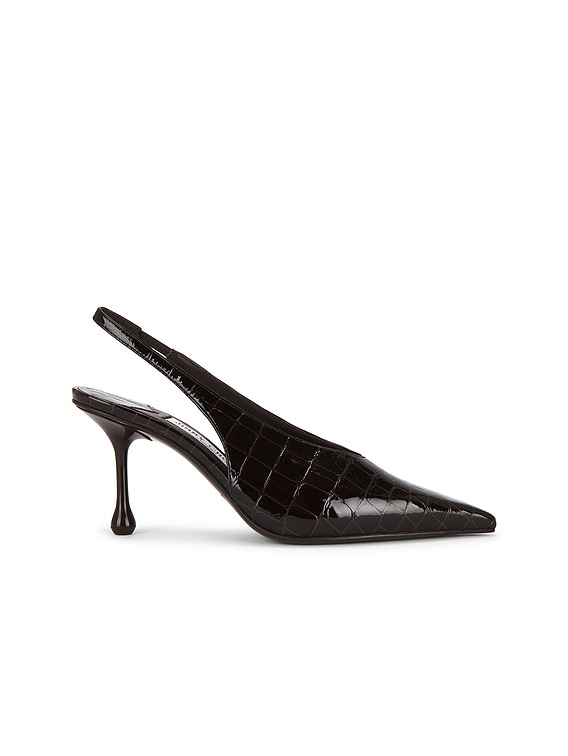 Jimmy Choo Isa Shiny Croc Embossed Leather 95 Slingback in Sambuco
