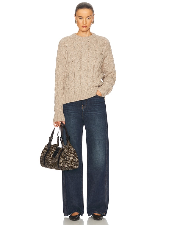 Jenni Kayne Cable Serena Crewneck Sweater in Oatmeal | FWRD