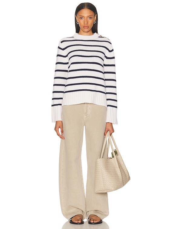 Jenni Kayne Grace Crewneck Sweater in Navy Stripe | FWRD