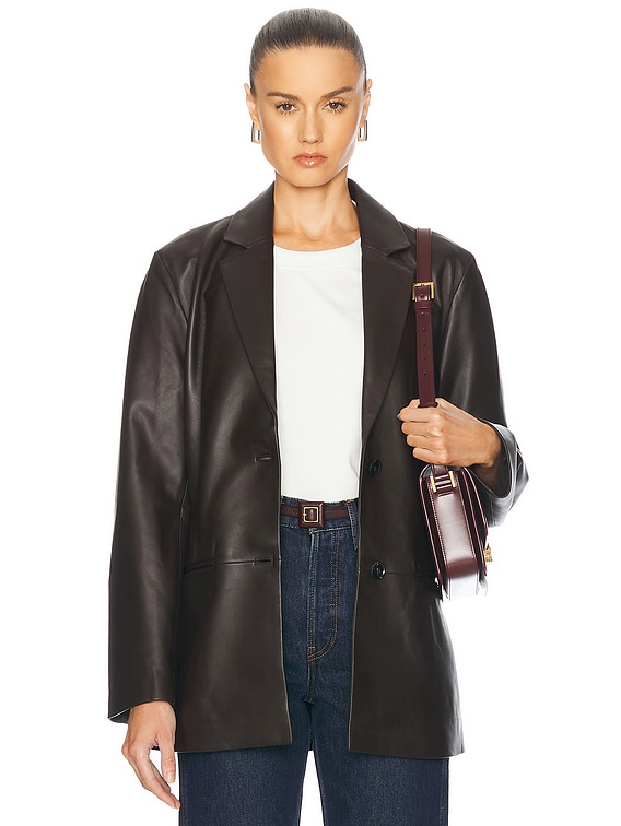 Jenni Kayne Leather Brooke Blazer in Chocolate | FWRD