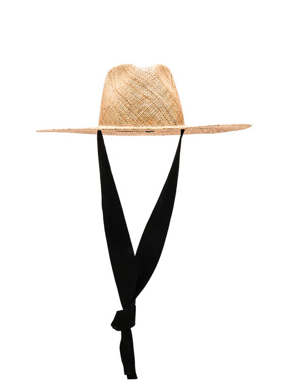 Janessa Leone Camille Hat in Natural & Black | FWRD