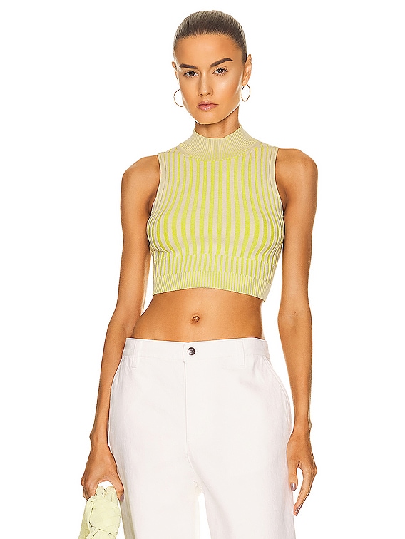 JOHN ELLIOTT Silk Cotton Rib Mock Neck Top in Volt | FWRD