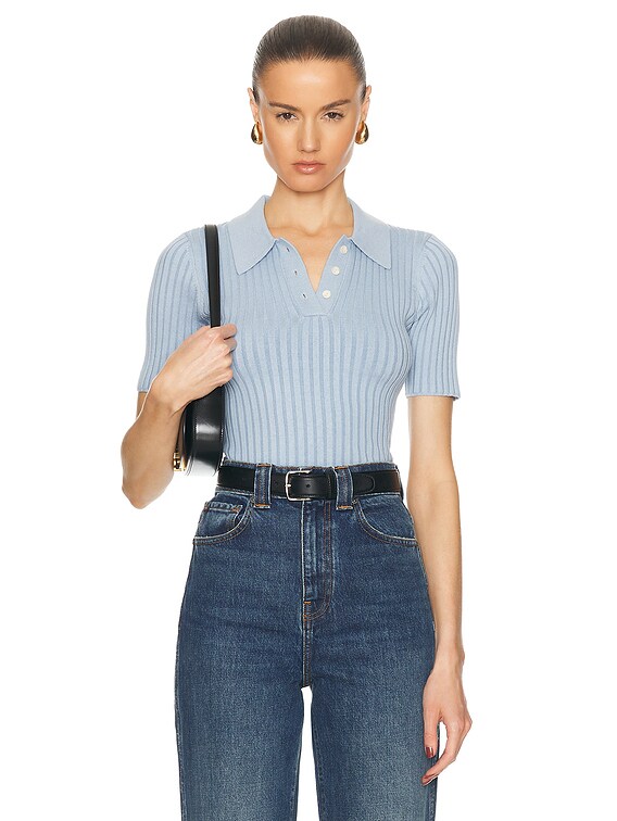 Piper Silk Cotton Rib Polo Top
