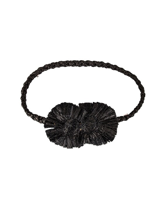 NWT Johanna Ortiz Sz L Gautama Raffia Waist Belt Black Bronze CR472 RARE $365 Johanna Ortiz Gautama Fringed Braided Faux Leather Raffia  main image 2