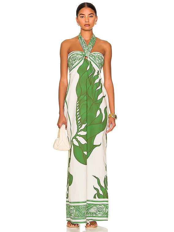 Johanna Ortiz Seagrass Ankle Dress in Algues Ecru & Algae | FWRD