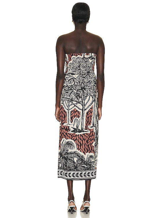Johanna Ortiz African Canopy Ankle Dress in Toile Burnt Maroon