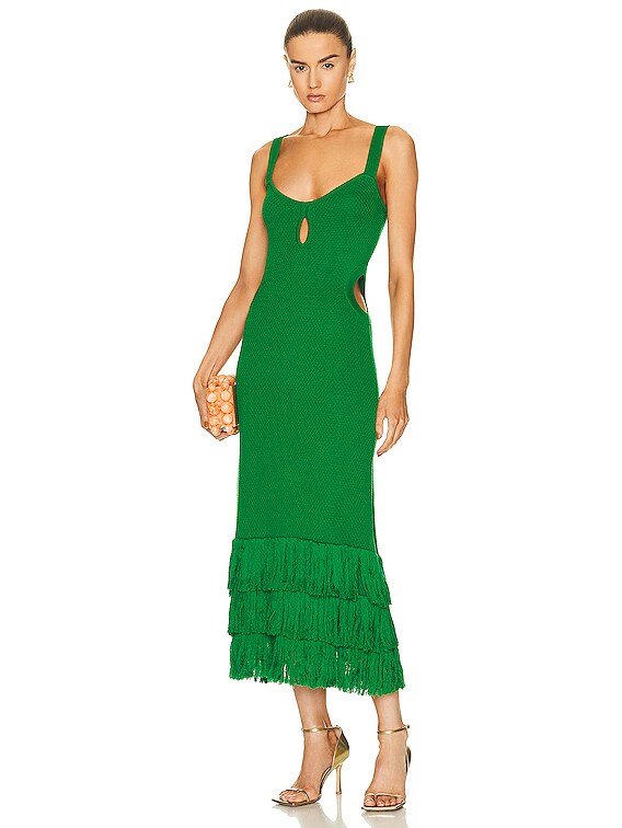 Johanna Ortiz Cut Out Maxi Dress in Emerald Green | FWRD Johanna Ortiz Cut Out Maxi Dress in Emerald Green | FWRD