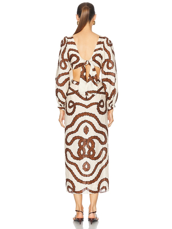 Johanna Ortiz Sailing Robes Ankle Dress in Ecru & Paprika | FWRD