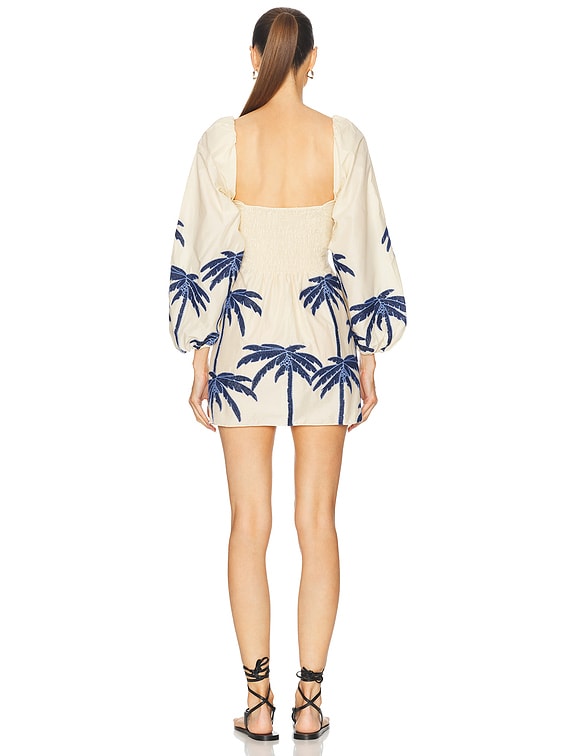 johanna ortiz the power of the sea embroidered mini dress Johanna Ortiz The Power Of The Sea Mini Dress in Ecru & Blue