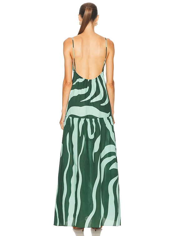 Johanna Ortiz Zea Palm Maxi Dress in Dark Green & Mint | FWRD