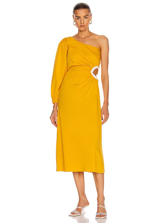 Johanna Ortiz Refulgence of Stars Midi Dress in Yellow Ochre | FWRD Johanna Ortiz Refulgence of Stars Midi Dress in Yellow Ochre | FWRD