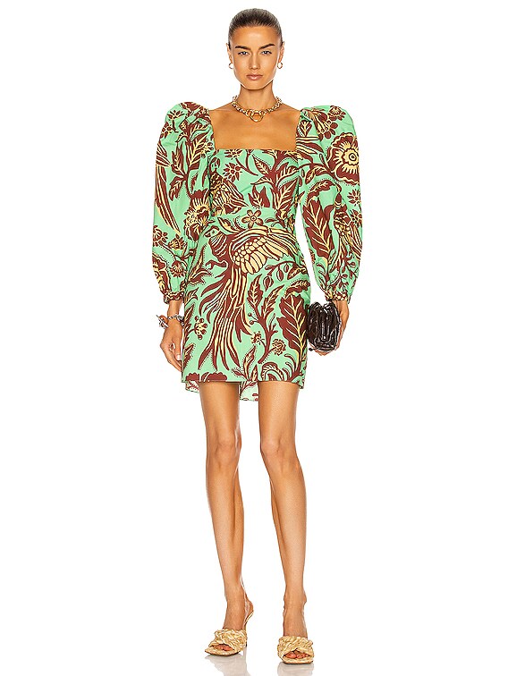 Johanna Ortiz Golden Temple Mini Dress in Colonial Poison Green | FWRD