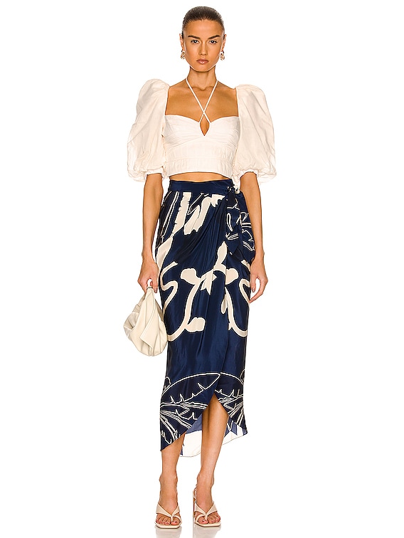 【Johanna Ortiz】 Garuaコットンクロップトップ Johanna Ortiz GARUA トップ - Ecru | FWRD