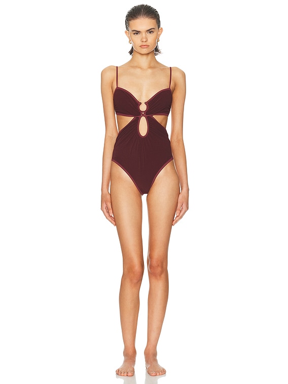 Johanna Ortiz Sunny Days One Piece Swimsuit in Madero Wine