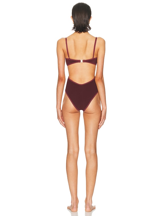 Johanna Ortiz Sunny Days One Piece Swimsuit in Madero Wine | FWRD