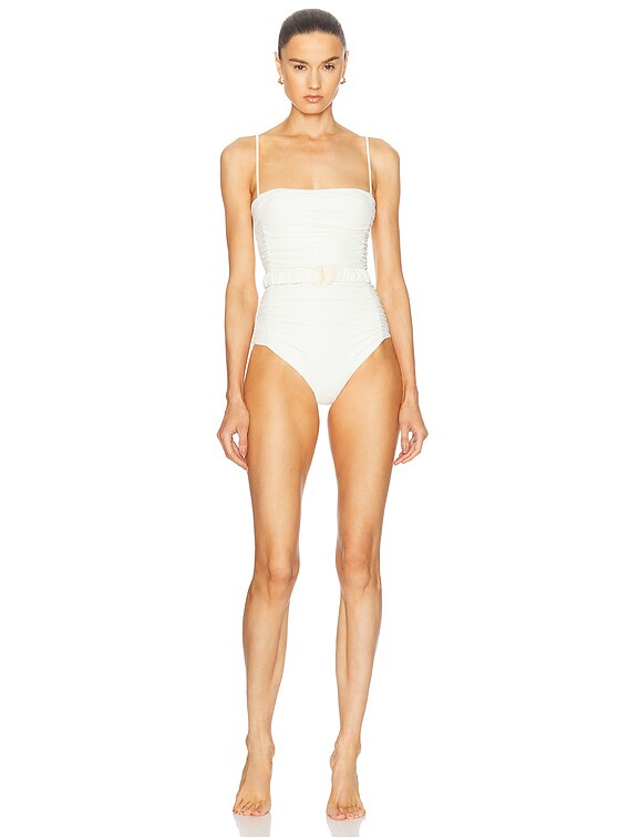 Johanna Ortiz Whispering Tides One Piece Swimsuit in Ecru | FWRD