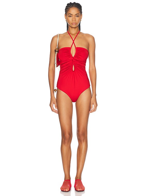 Johanna Ortiz Coral Reef One Piece Swimsuit in Garnet Red | FWRD