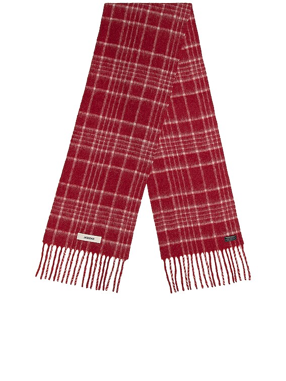 JACQUEMUS L'Echarpe Carro in Jacquard Check Dark Red | FWRD
