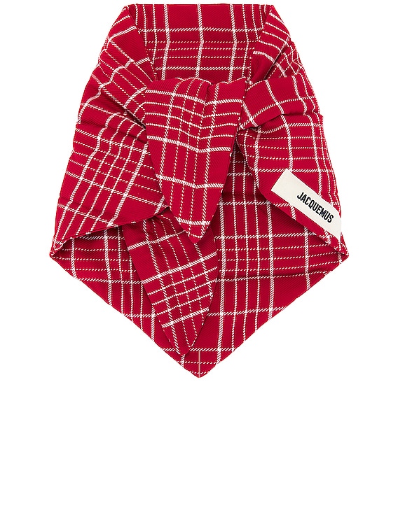 JACQUEMUS ジャックムス The Capullo Bandanaマフラー JACQUEMUS Le Bandana Capullo in Jacquard Check Dark Red | FWRD