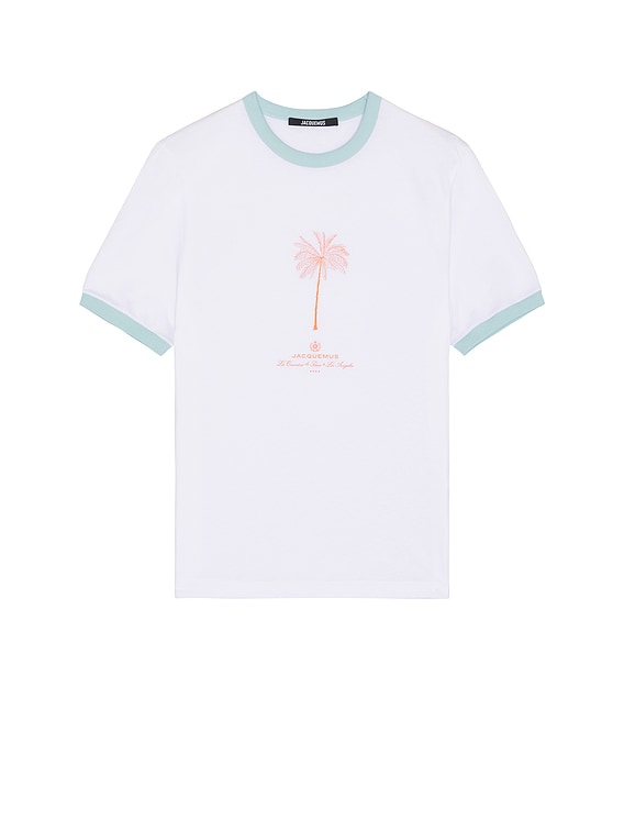 JACQUEMUS Le T-Shirt Venice in Palm Tree White & Blue | FWRD