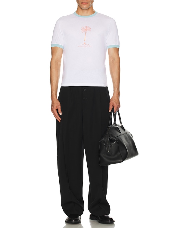 【関税＆送料込み】Jacquemus Venice Print T-Shirt JACQUEMUS Le T-Shirt Venice in Palm Tree White & Blue | FWRD