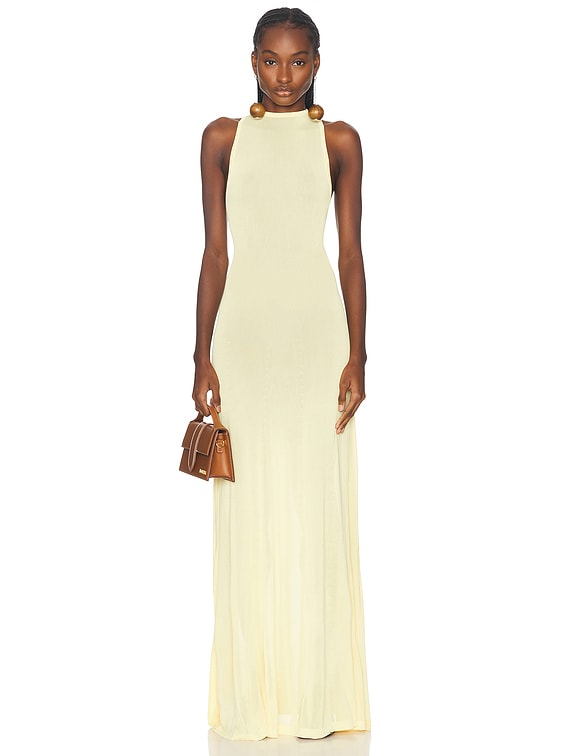 JACQUEMUS La Robe Maille Sculta in Light Yellow | FWRD JACQUEMUS La Robe Maille Sculta in Light Yellow | FWRD