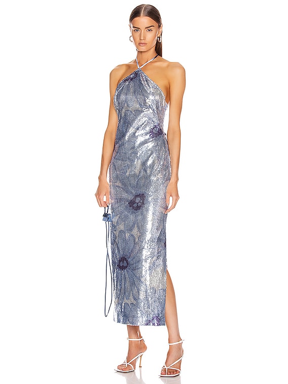 JACQUEMUS La Robe Lavandou in Sequin Blue Flowers | FWRD