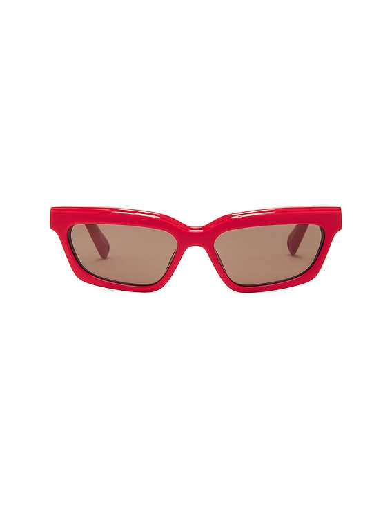 JACQUEMUS Salon Sunglasses in Red, Silver, & Grey | FWRD