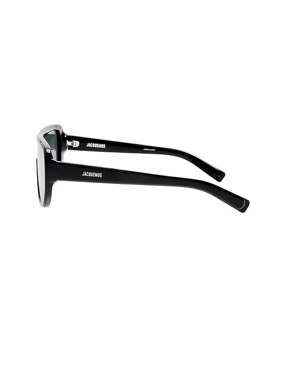 JACQUEMUS Shield Sunglasses in Black, Silver, & Grey | FWRD display picture 1