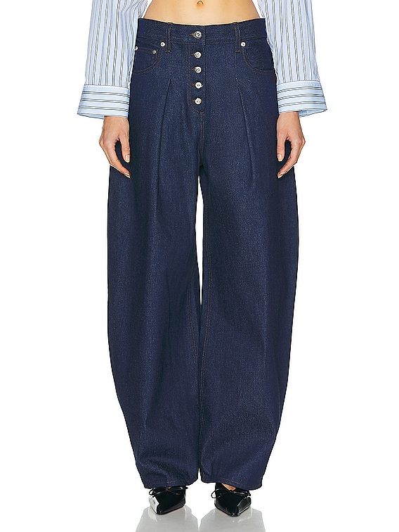 JACQUEMUS Le De Nimes Ovalo Jeans in Navy & Brown | FWRD