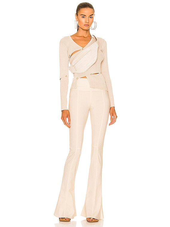 JACQUEMUS Le Cardigan Tordu in Light Beige | FWRD JACQUEMUS Le Cardigan Tordu in Light Beige | FWRD