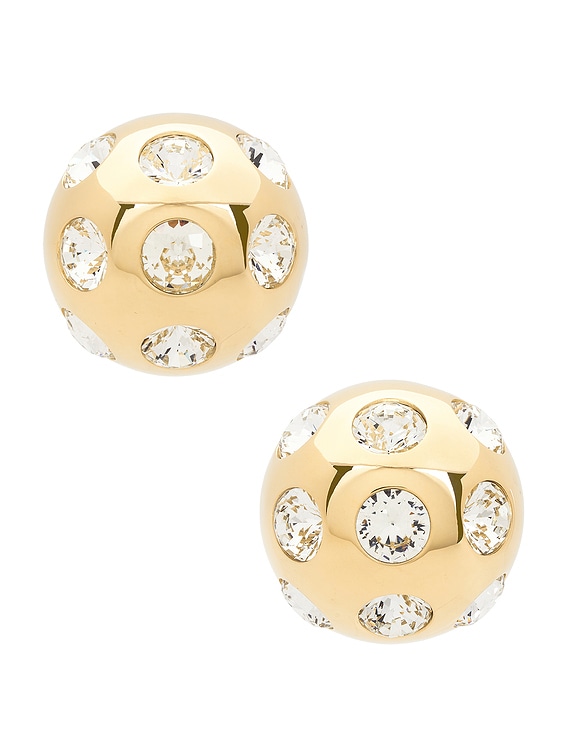 【関税込み】JACQUEMUS LES BOUCLES SALON' EARRINGS JACQUEMUS Les Boucles Salon in Gold & Crystal | FWRD