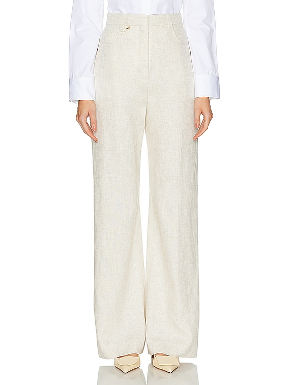 【23AW NEW】JACQUEMUS_woman /Le Pantalon Sauge パンツ /Beige Beige Le Raphia 'Le Pantalon Sauge' Trousers by JACQUEMUS on