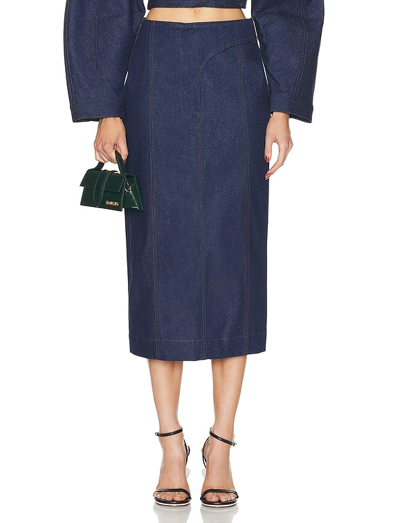 JACQUEMUS La Jupe De Nimes Obra in Navy & Brown | FWRD