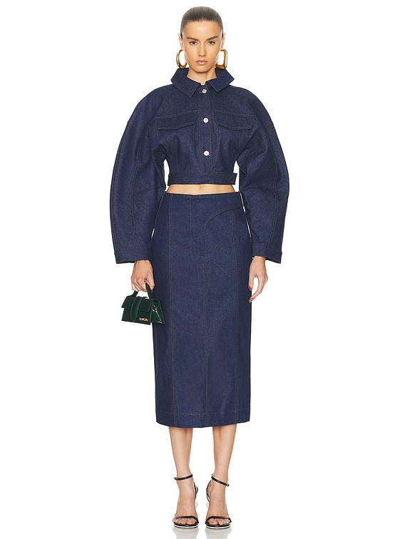 JACQUEMUS La Jupe De Nimes Obra in Navy & Brown | FWRD