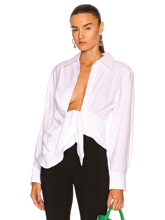 Damen Bekleidung Oberteile Hemden Jacquemus Synthetik Hemd Mit Knoten la Chemise Bahia in Weiß 
