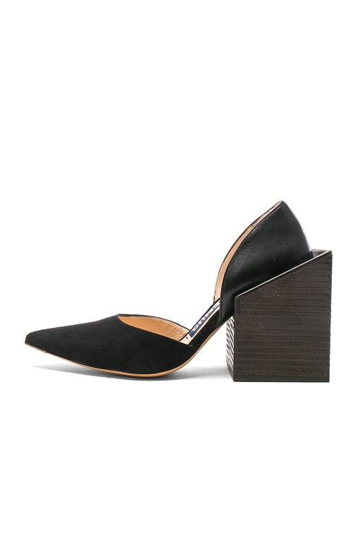 JACQUEMUS Two Tone Block Suede Heel Pumps in Black | FWRD