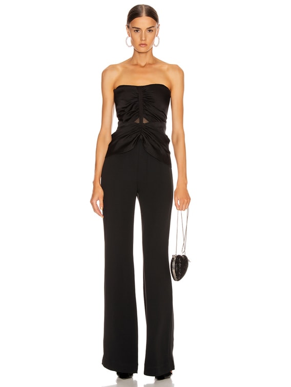 strapless ruched jumpsuit