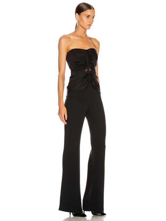ruched strapless jumpsuit