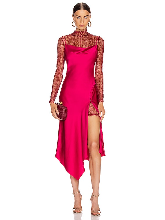 red lace overlay dress