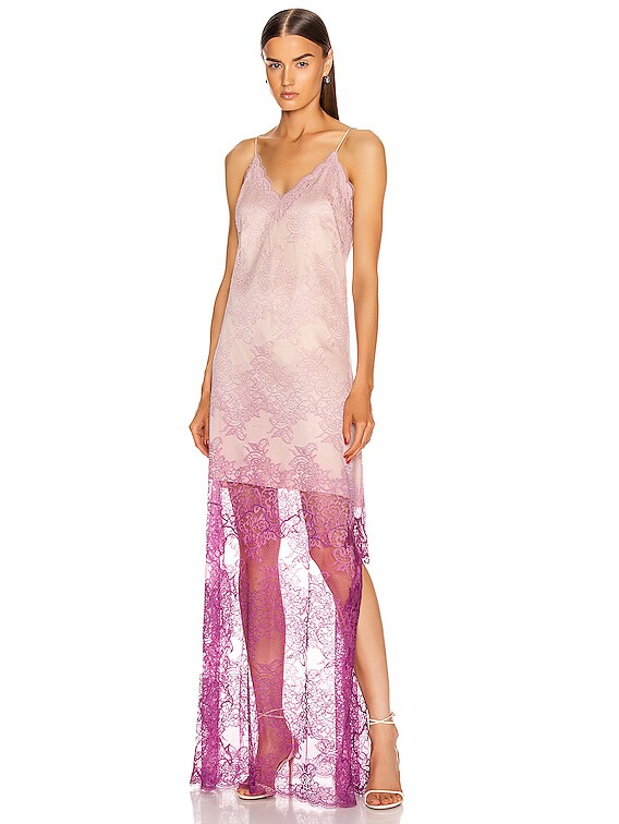 SIMKHAI Ombre Lace Slit Gown in Magenta Ombre | FWRD