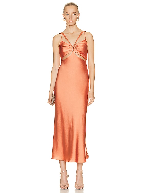 SIMKHAI Josette Classic Cut Out Dress in Coral | FWRD