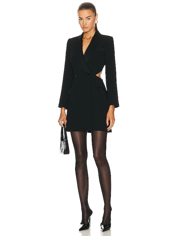 SIMKHAI Wilma Cut Out Shawl Blazer Dress in Black | FWRD SIMKHAI Wilma Cut Out Shawl Blazer Dress in Black | FWRD