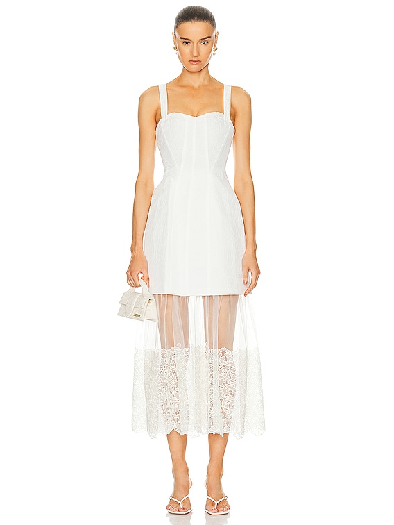 SIMKHAI Callan Bustier Midi Dress in Ivory | FWRD