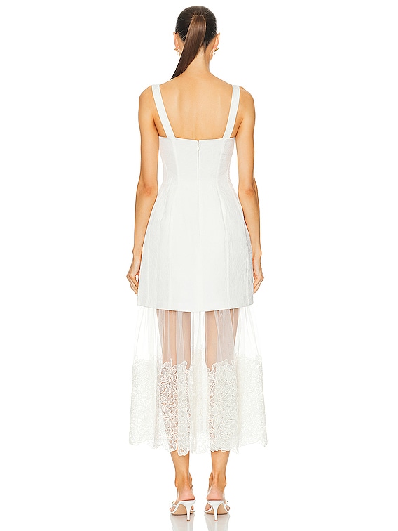 knee length dresses for ladies Poema white lace-panel corset midi dress (Final Sale-US Only) main image 1