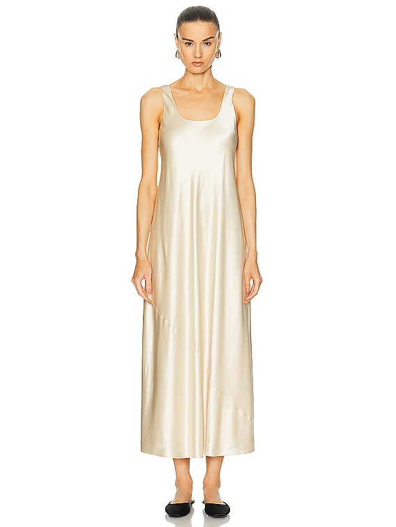 champagne gold slip dress Elira Arc Champagne Satin Gown main image 1