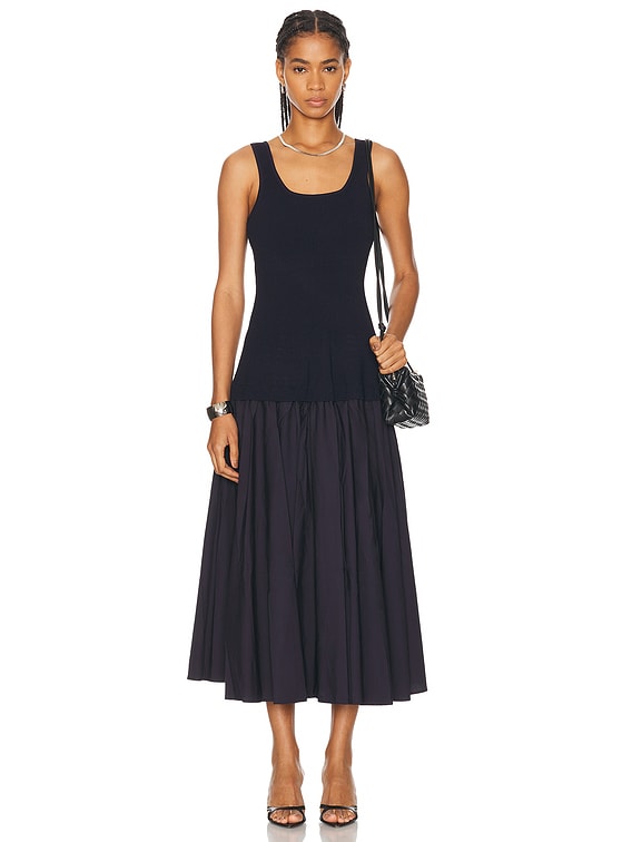 SIMKHAI Silas Knit Bodice Midi Dress in Midnight FWRD